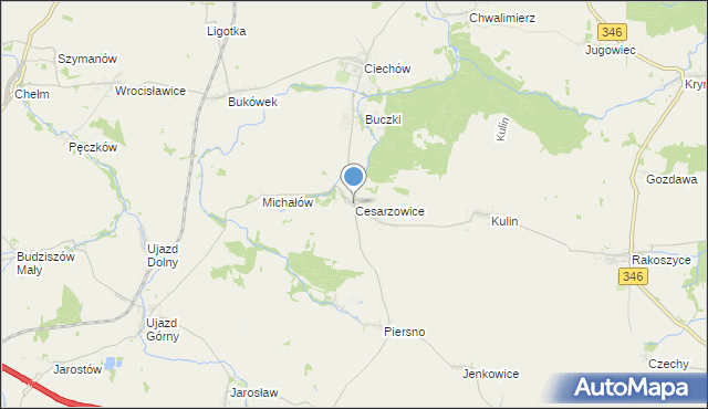 mapa Cesarzowice, Cesarzowice gmina Środa Śląska na mapie Targeo